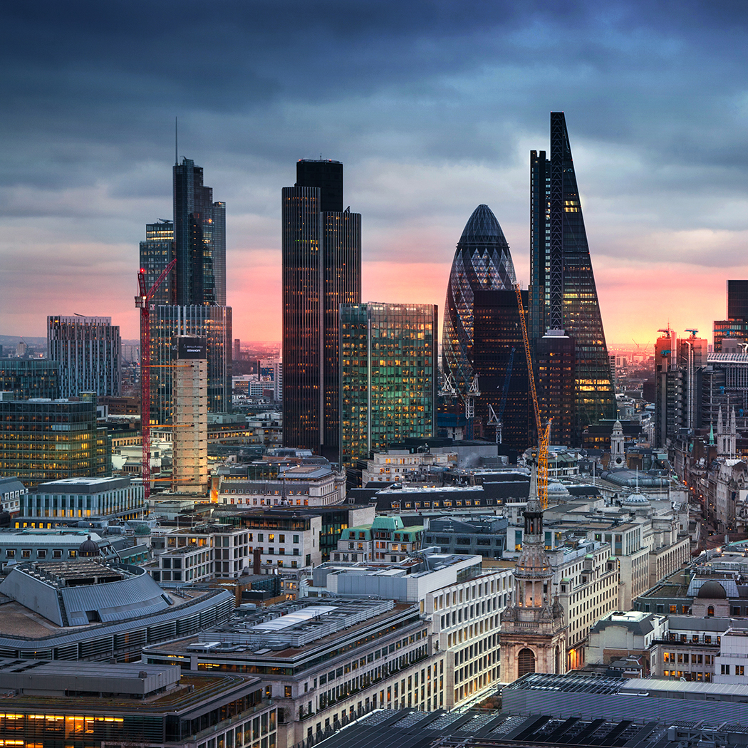 London skyline at dusk