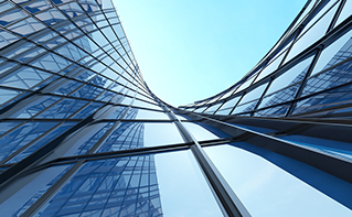 glass building and sky